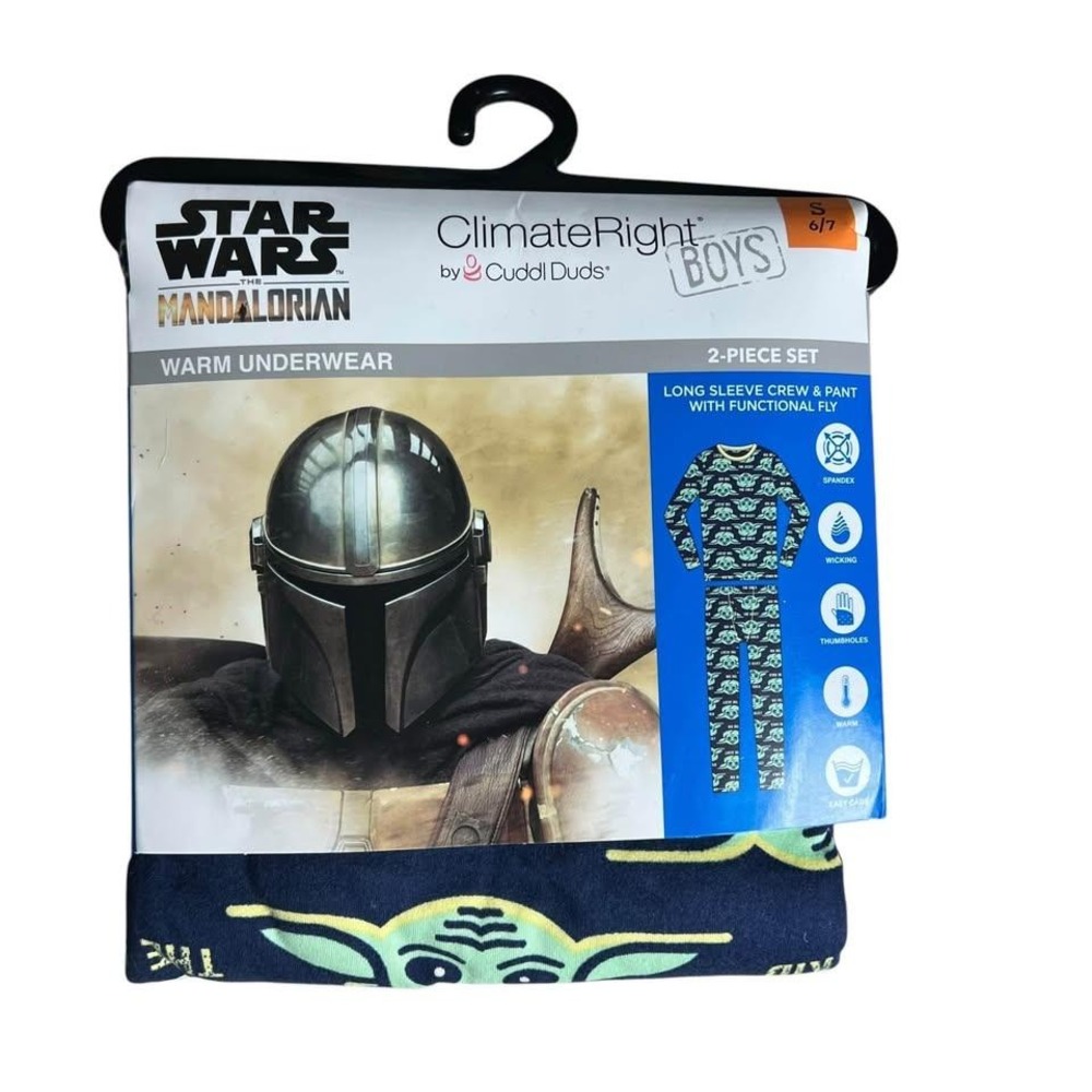 ClimateRight By Cuddl Duds Warm Underwear Star Wars The Mandalorian Boys Sz 6/7